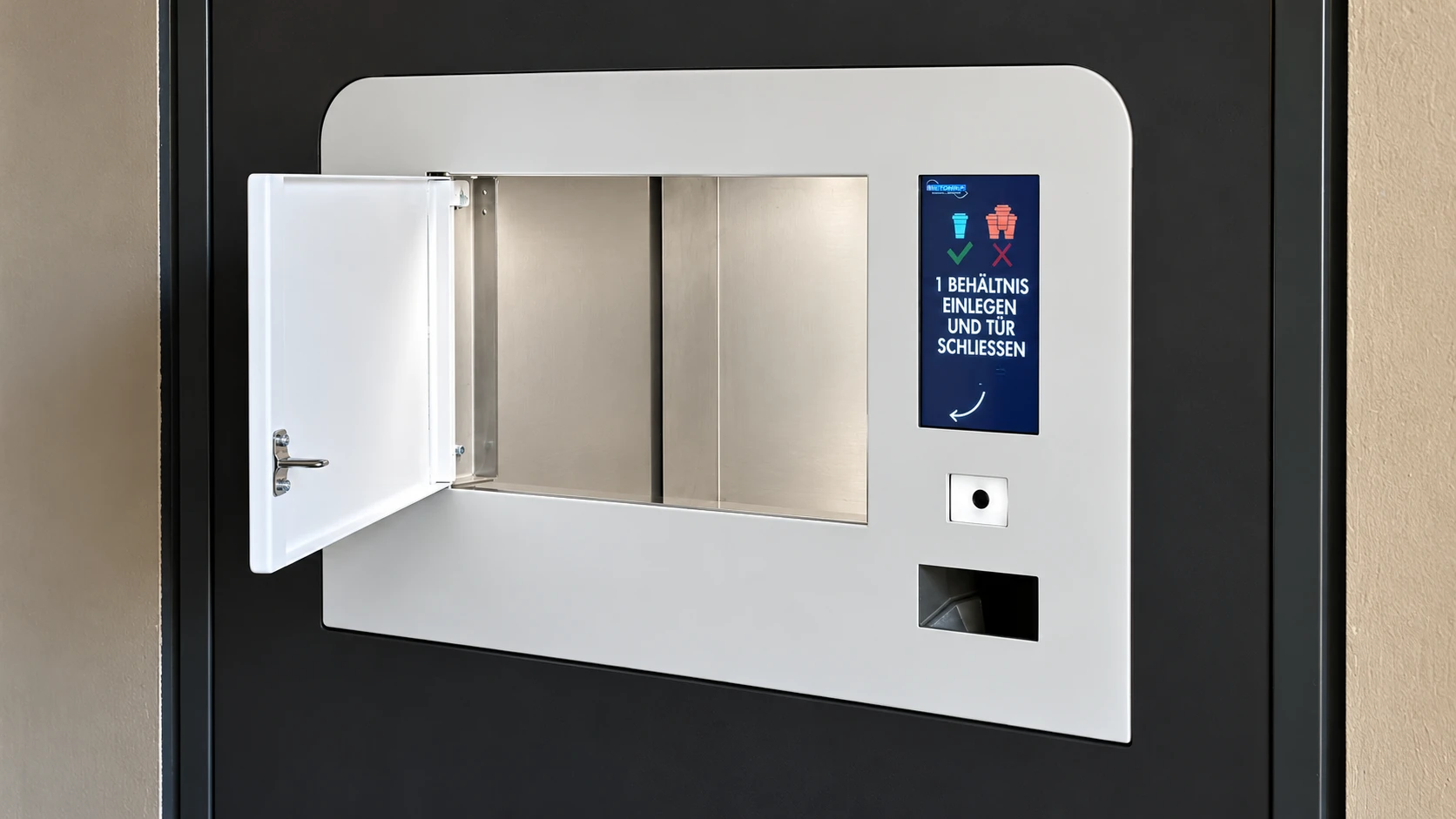 Der neue Pfandautomat in unserer Kulisse